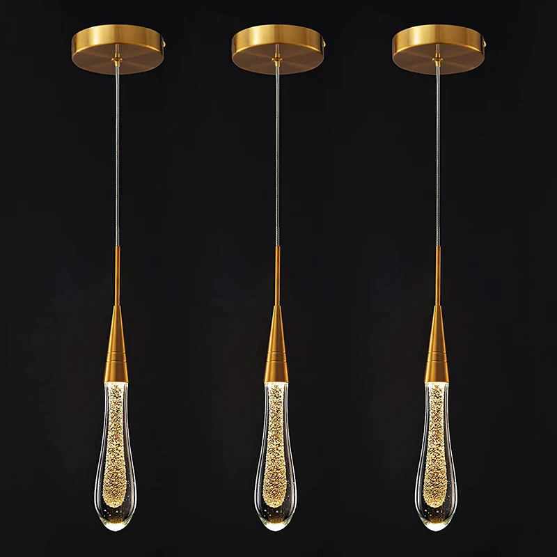 

Fixtures Ceiling Dimmable LED Modern Gold Pendant Light Mini Teardrop Crystal Pendant Light for Kitchen Island Bedroom Hallway