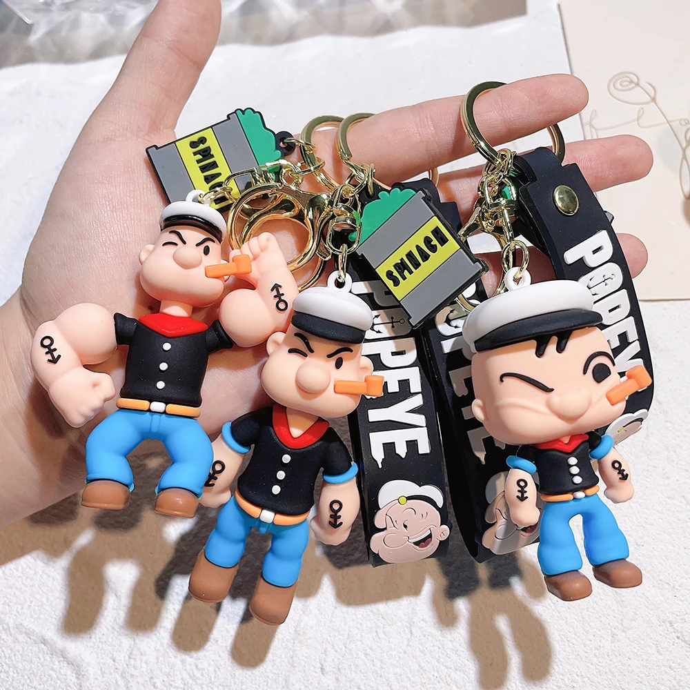 

Anime Popeye Sailor Keychain Cartoon Figure Popeye Doll Pendant Key Chain Bag Car Keyring llaveros Jewelry Friends Gift