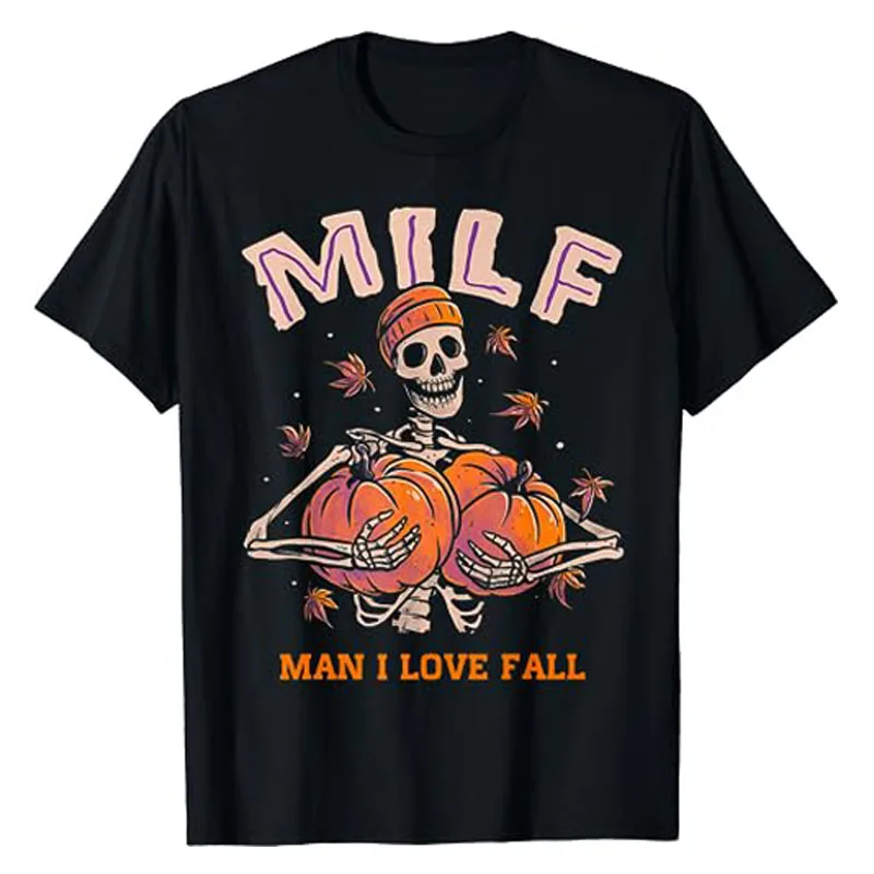 MILF Man I Love Fall Funny Skeleton Pumpkin Autumn Lover T-Shirt Skull Print Halloween Costume Gift Humor Funny Graphic Tee Tops
MILF Man I Love Fall Funny Skeleton Pumpkin Autumn Lover T-Shirt Skull Print Halloween Costume Gift Humor Funny Graphic Tee Tops