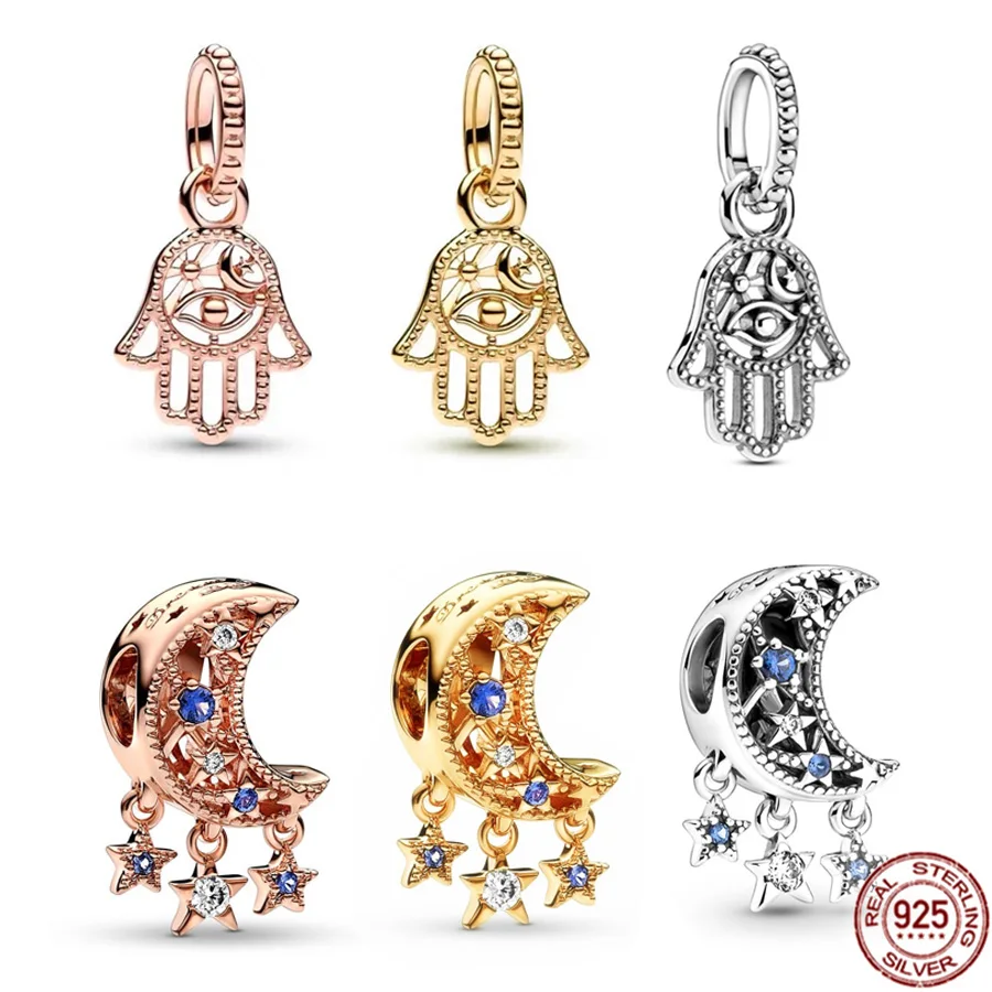 NEW 925 Sterling Silver Star & Crescent Moon Charm Protective Hamsa Hand Dangle Bead Fit Original Pandora Bracelet Women Jewelry
NEW 925 Sterling Silver Star & Crescent Moon Charm Protective Hamsa Hand Dangle Bead Fit Original Pandora Bracelet Women Jewelry