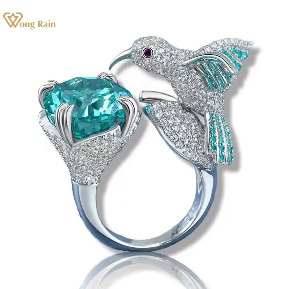 Wong Rain 925 Sterling Silver Crushed Ice Cut 6 CT Hummingbird Paraiba Tourmaline High Carbon Diamond Gemstone Ring Fine Jewelry
Wong Rain 925 Sterling Silver Crushed Ice Cut 6 CT Hummingbird Paraiba Tourmaline High Carbon Diamond Gemstone Ring Fine Jewelry