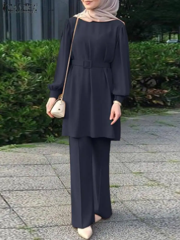ZANZEA 2pcs Long Sleeve Lace-Up Blouse Pants Stylish Muslim Sets Vintage Solid Color Outifits Elegant Tracksuits Ramadan 2023
ZANZEA 2pcs Long Sleeve Lace-Up Blouse Pants Stylish Muslim Sets Vintage Solid Color Outifits Elegant Tracksuits Ramadan 2023