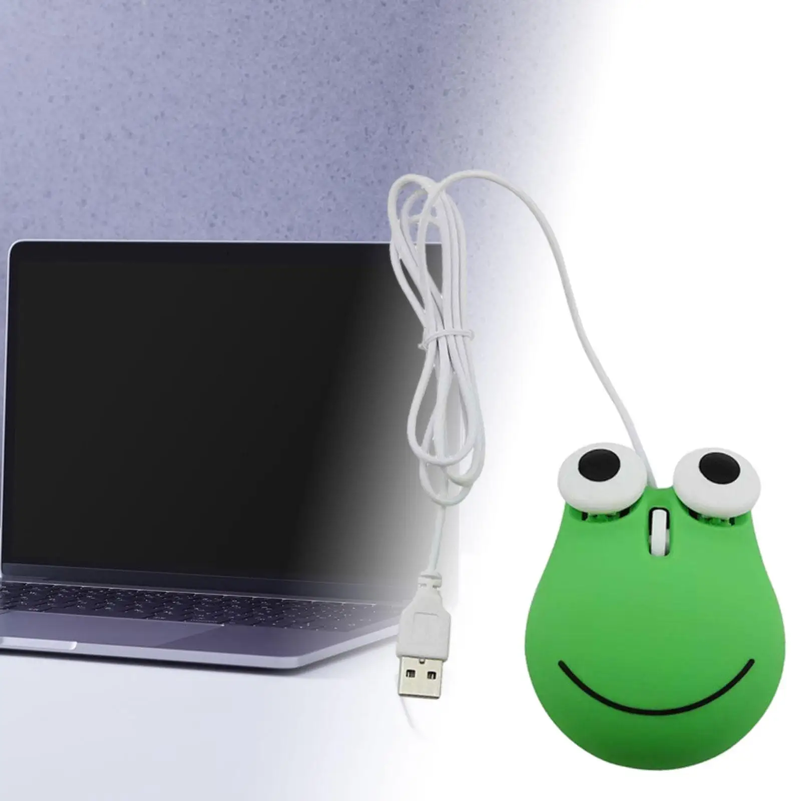 

Wired Mice Cute Mice Comfortable to Use Plug and Play with 135cm USB Cable Big Eyed Green Frog for Desktop Laptop Computer