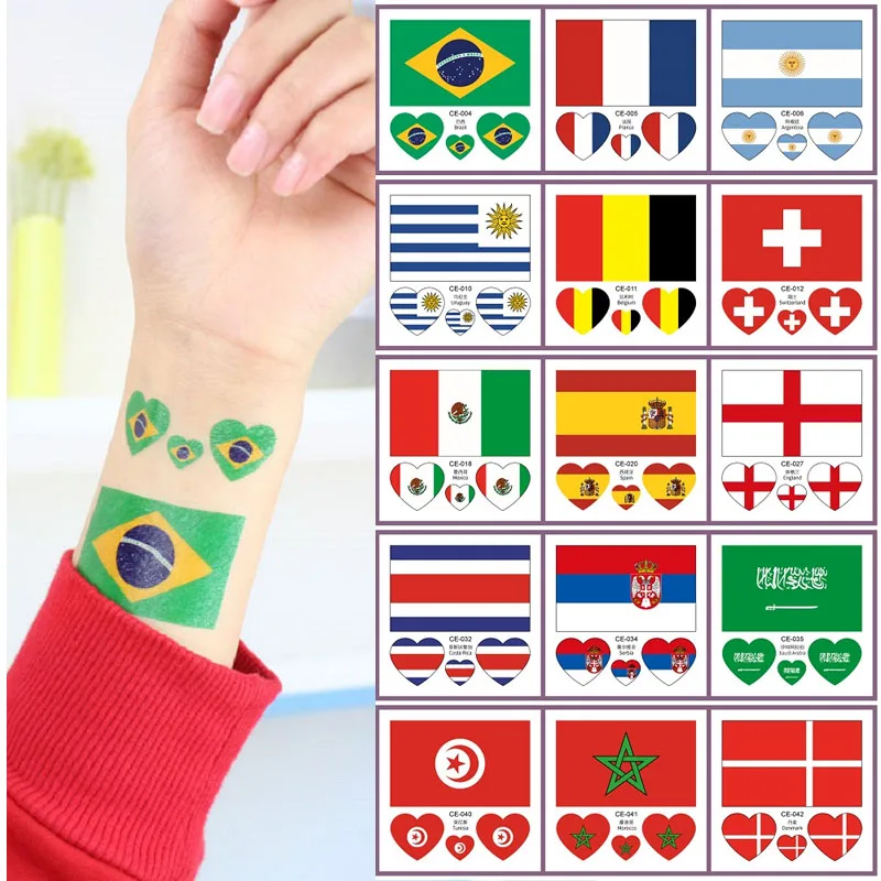10Pcs/Set Football Top 32 Temporary Tattoo National Flag Sticker Disposable Women Men World Game Activities Makeup Waterproof
10Pcs/Set Football Top 32 Temporary Tattoo National Flag Sticker Disposable Women Men World Game Activities Makeup Waterproof