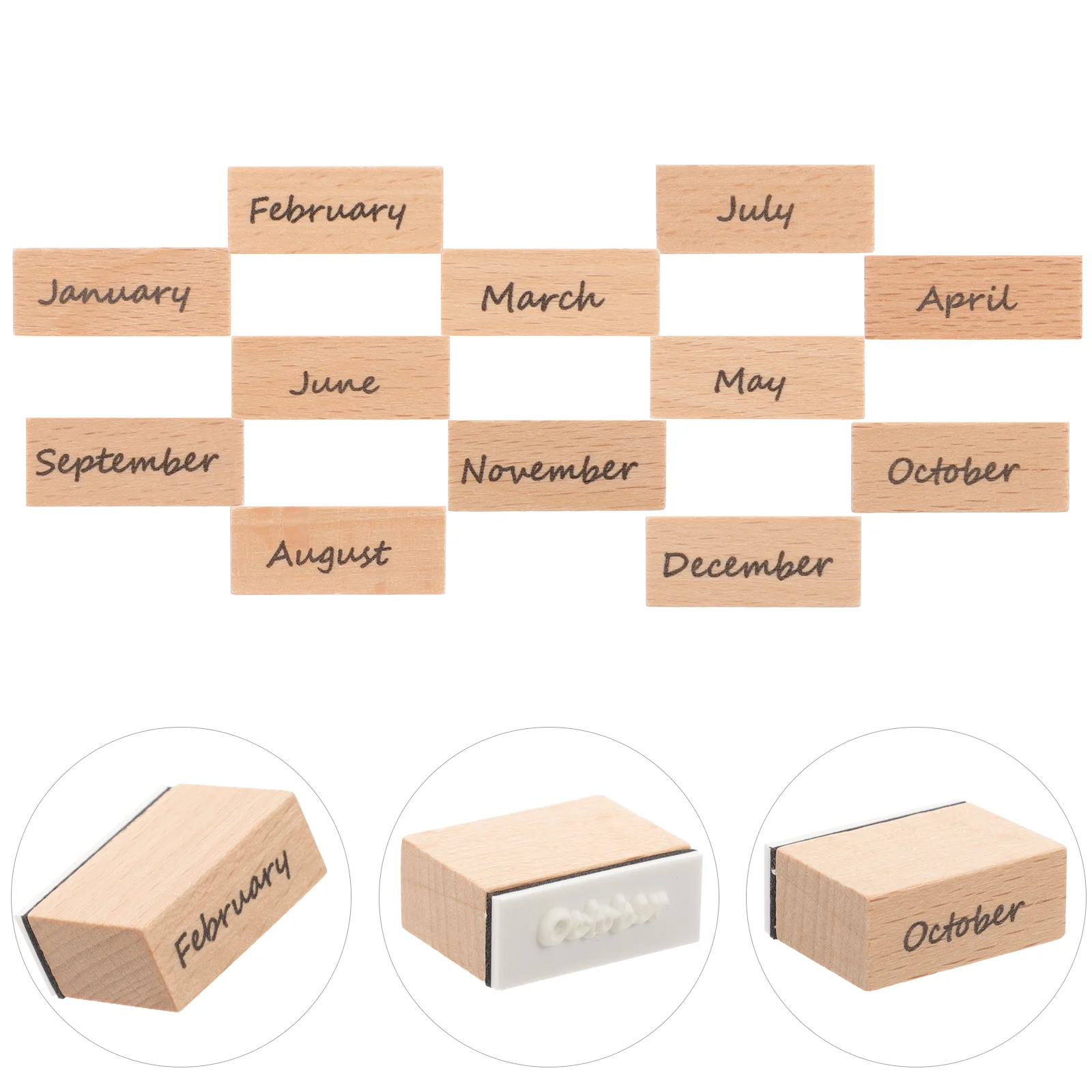 

1 Set Wooden Month Stamper Delicate Scrapbooking Standard Stamp Creative Seal