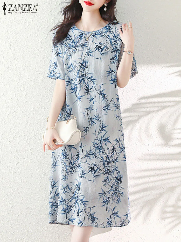 ZANZEA Women Flower Print Robe Holiday Elegant Midi Dress Vintage 2023 Summer Cheongsam Dress Chinese Style Round Neck Vestidos
ZANZEA Women Flower Print Robe Holiday Elegant Midi Dress Vintage 2023 Summer Cheongsam Dress Chinese Style Round Neck Vestidos