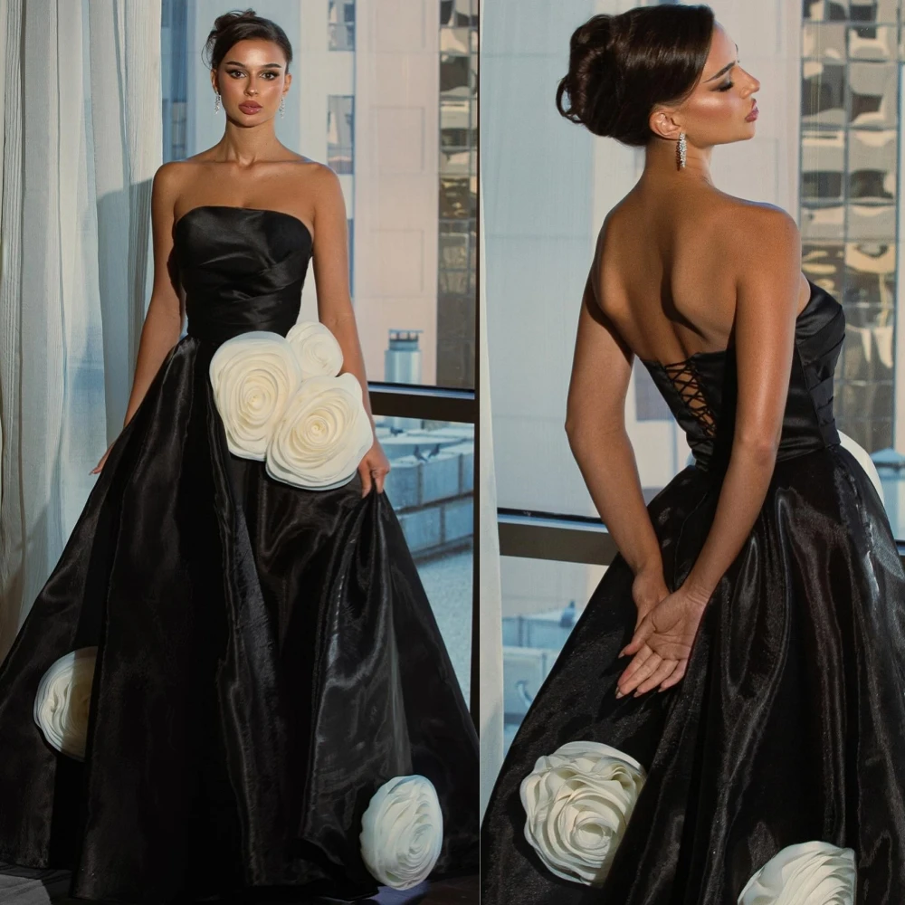 Exquisite Satin Flower Ruched A-line Strapless Midi Dresses Evening Dresses Modern Style Pastrol Unisex Chinese Style Formal
Exquisite Satin Flower Ruched A-line Strapless Midi Dresses Evening Dresses Modern Style Pastrol Unisex Chinese Style Formal