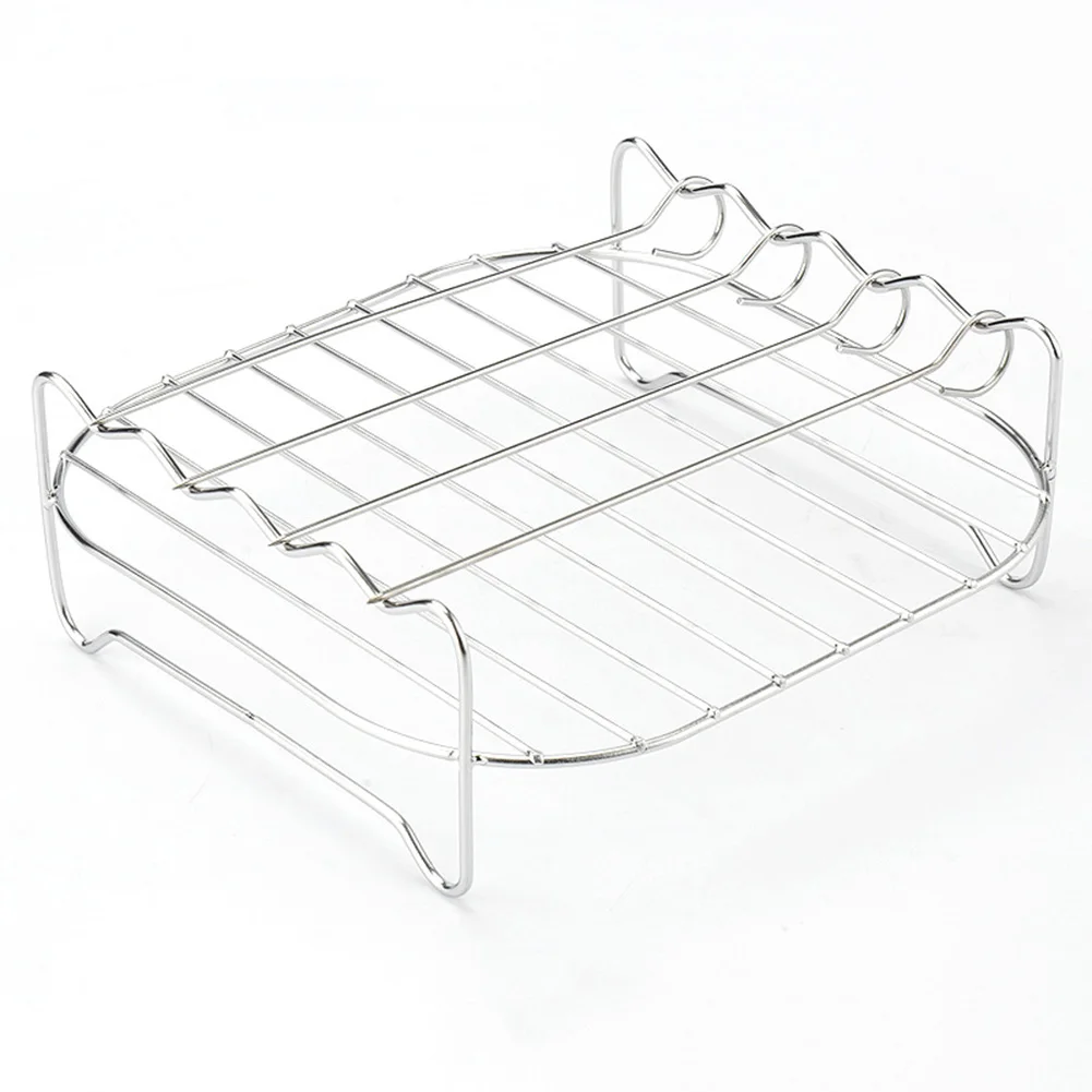 Outdoor Grilling Rack Double Layer Rack With Skewers Silver Air Fryer Rack Set 19*18.8*7cm Stainless Steel Outdoor Camping Tools
Outdoor Grilling Rack Double Layer Rack With Skewers Silver Air Fryer Rack Set 19*18.8*7cm Stainless Steel Outdoor Camping Tools