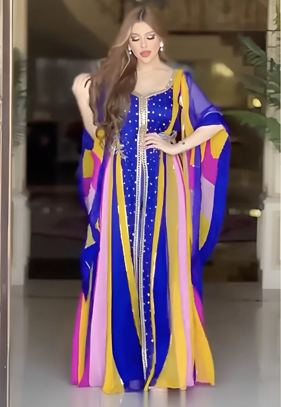 Whole Season Fashion Women Muslin Dress Long Sleeve Printing Patchwork Loose Round Neck Elegant Chic Mid-east Lady Muslim Dress
Whole Season Fashion Women Muslin Dress Long Sleeve Printing Patchwork Loose Round Neck Elegant Chic Mid-east Lady Muslim Dress