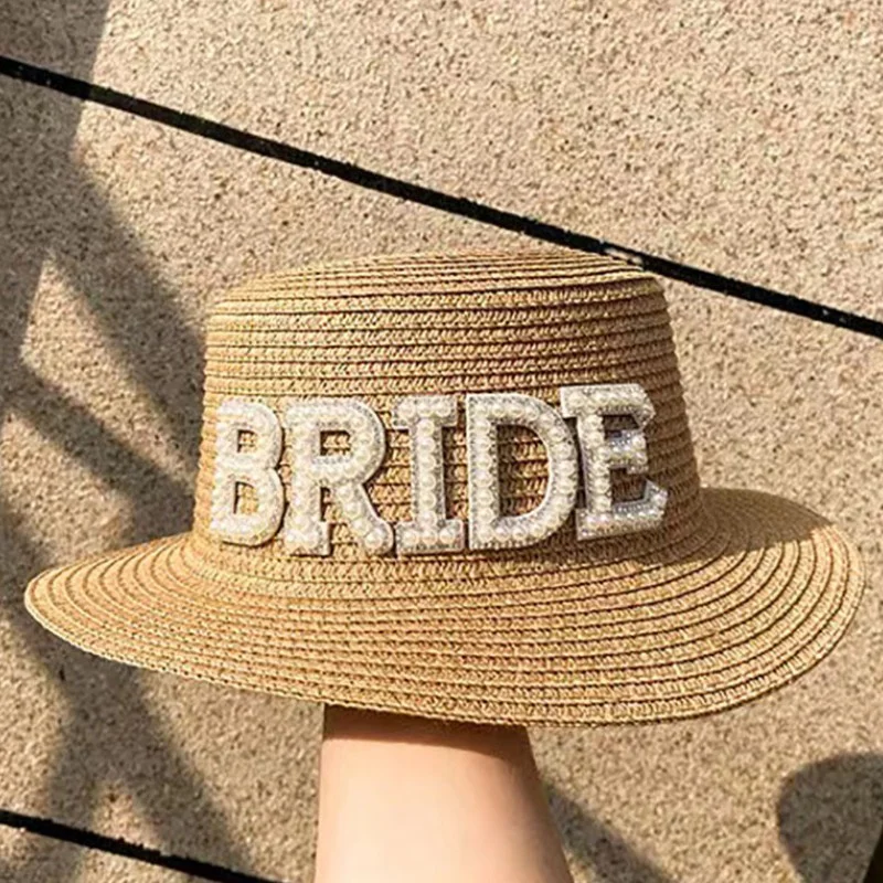 

Wedding Decoration Sun Hat WIFEY Mrs Birde Summer Cap Weekend Bachelorette Hen Party Straw Hat Travel Wedding Beach Hat