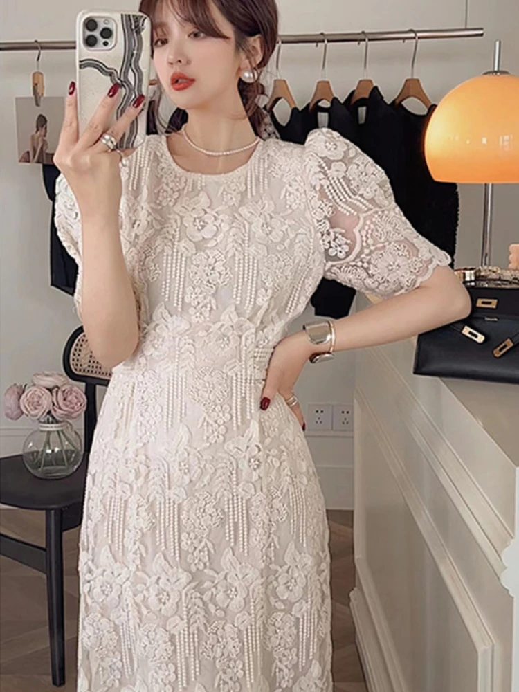Evening Party Dresses Short Sleeve French Elegant Midi Dress Women Lace Floral Vestidos Sweet Vintage Korean O Neck
Evening Party Dresses Short Sleeve French Elegant Midi Dress Women Lace Floral Vestidos Sweet Vintage Korean O Neck