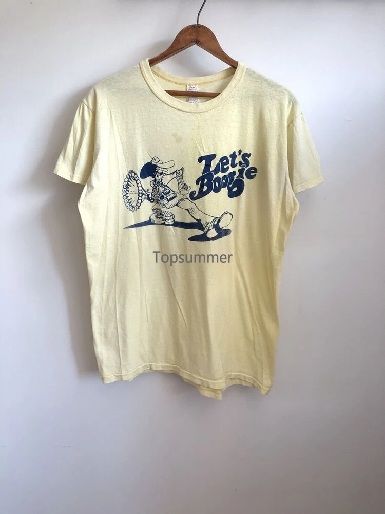 

Vtg 60S Southern Athletic Let’S Boogie Shirt Yellow Large Robert Crumb Russell