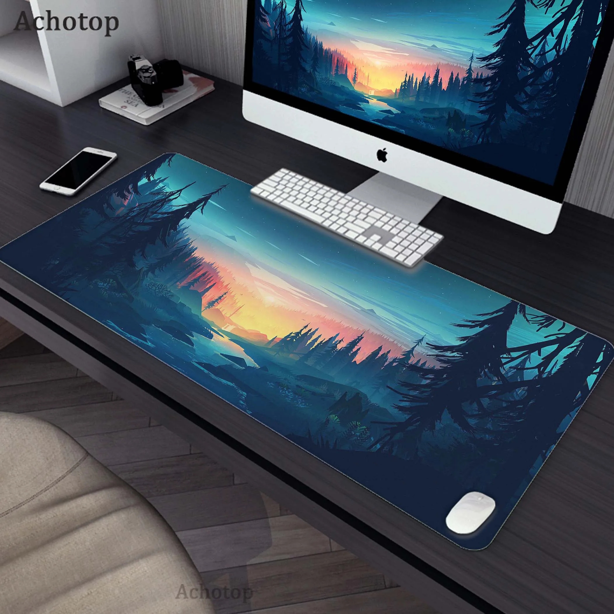 

Gaming Mousepad Pc XXL Mouse Pad Mousemat Non-slip Rubber Pads Big Desk Mat Keyboard Pads Forest Pattern Gamer Desk Mat 90x40cm