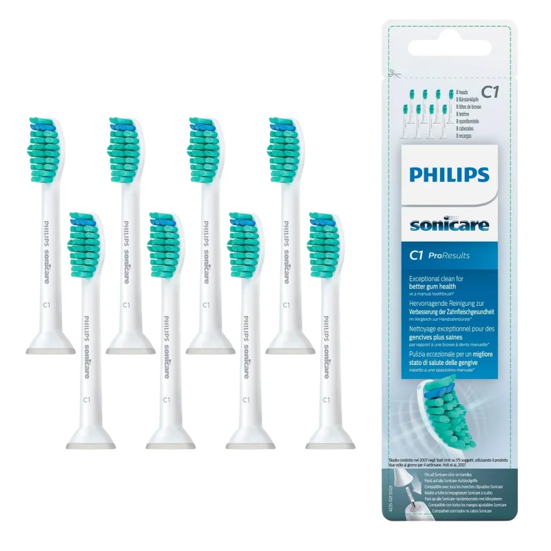 

Головки для зубной щетки Philips Sonicare C1 ProResults для HX6013/63, белые, 8 шт. (комплект из 1)