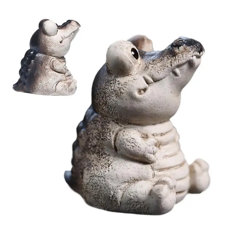 

Chubby Crocodile Tea Pet Home Decoration Figurines Creative Adorable Craftsmanship Anti-Fade Resin Fat Crocodile Tea Pet