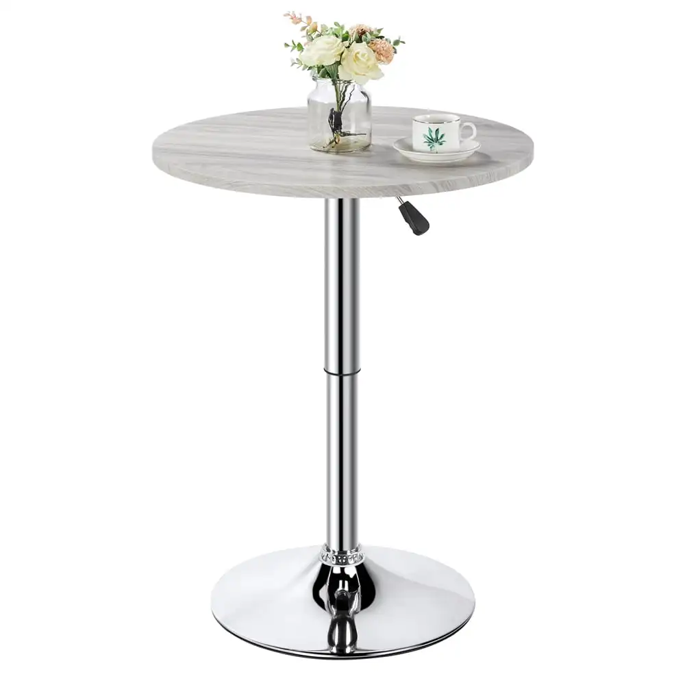 

Chrome Base Round Swivel Bar Table for Bistro Pub Kitchen Dining Cocktail Table, Gray