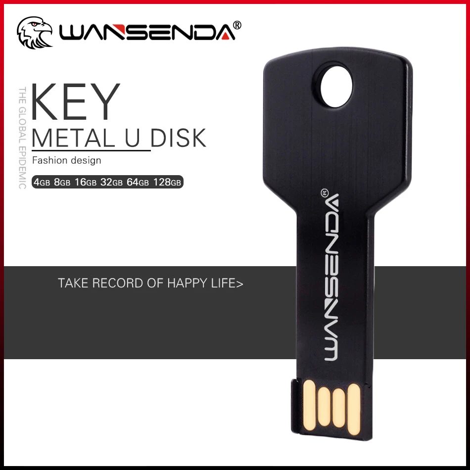 

WANSENDA USB Flash Drive Key Design Pen Drive 8GB 16GB 32GB 64GB 128GB Waterproof Pendrive USB 2.0 Memory Stick Flash Drive