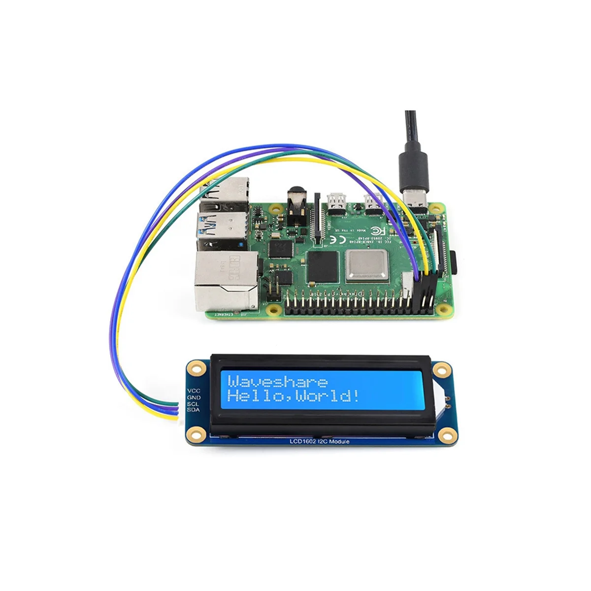 

Waveshare LCD1602 I2C LCD Screen AiP31068 32-Character LCD Screen Compatible with 3.3V/5V for Raspberry/Pi Pico/Jetson Nano