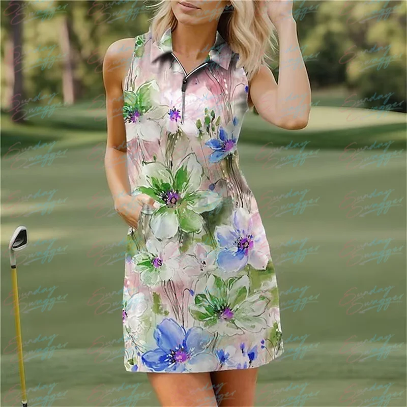 Golf Women's Summer Flower Print Fashion Sleeveless Dress Sports Fitness Casual Dress Breathable Quick Drying Dress
Golf Women's Summer Flower Print Fashion Sleeveless Dress Sports Fitness Casual Dress Breathable Quick Drying Dress