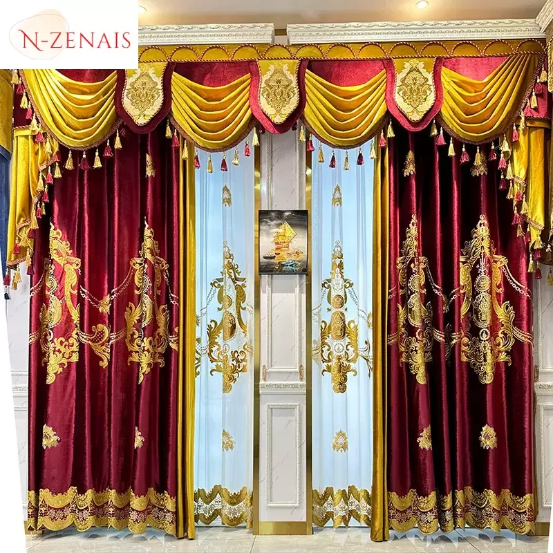 European Embroidery Red Luxury Velvet Curtains for Living Room Blackout Bedroom Tulle Palace Valance Elegant Hall Wedding
European Embroidery Red Luxury Velvet Curtains for Living Room Blackout Bedroom Tulle Palace Valance Elegant Hall Wedding