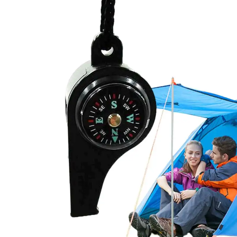 

Camping Whistle With Compass 3 In 1 Compass Hiking Survival With Thermometers Outdoor Multifunctional Tool Loud Survival Whistle