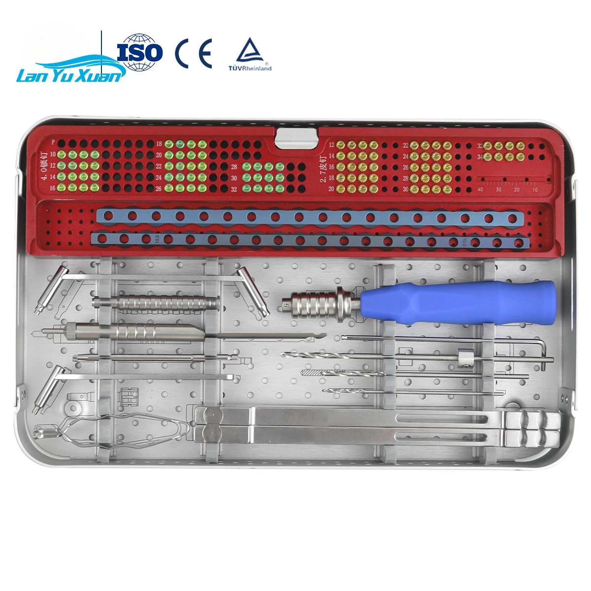 

High quality ALPS 4.0mm Veterinary Ortho,pedic Imp,lant Instrument Including AO Drill BIt And Drill Guide And Screw Holder Kit