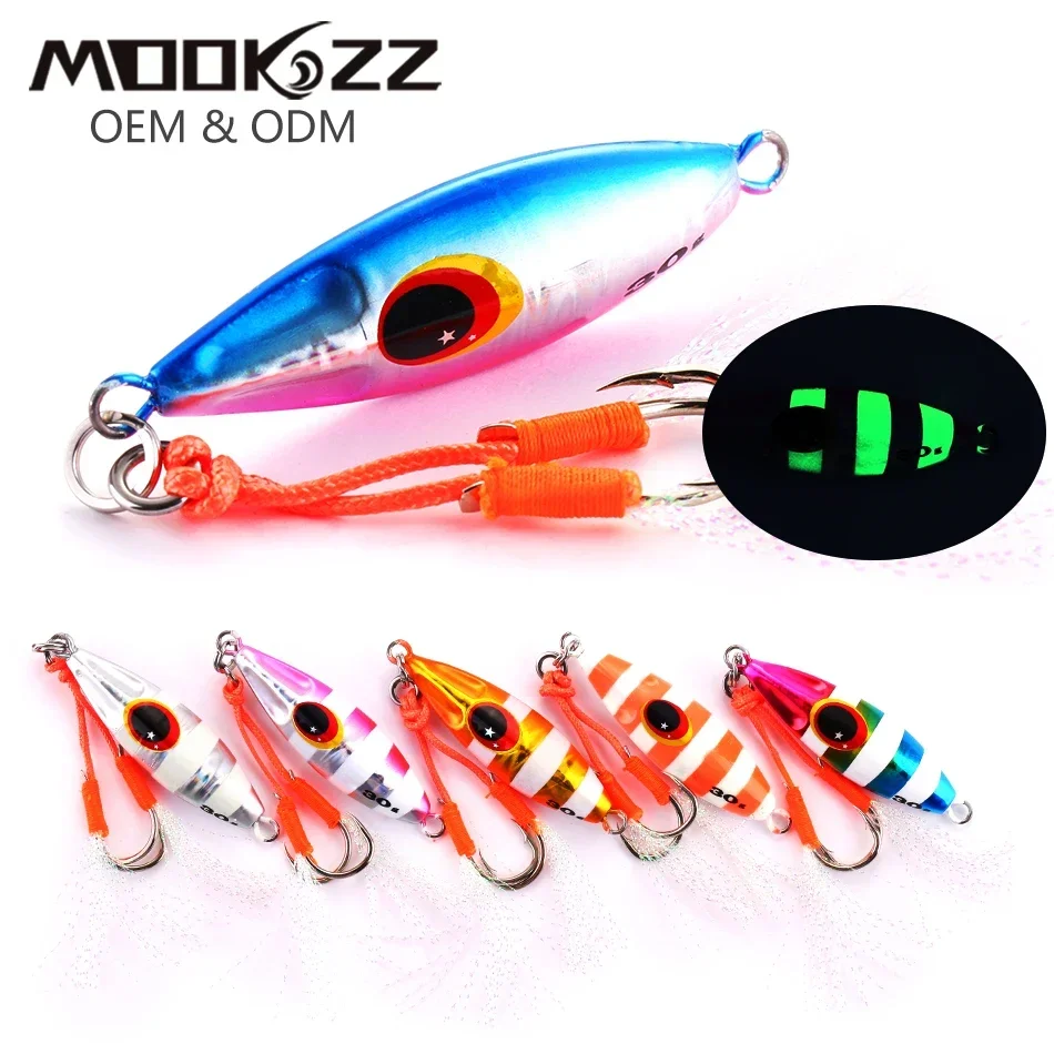 

MOOKZZ New Arrived 40g~25g SLOW Pitch Jigging Lure Metal Jig Saltwater Trolling Lures Fishing Lure Slow Jig Jingging Lure
