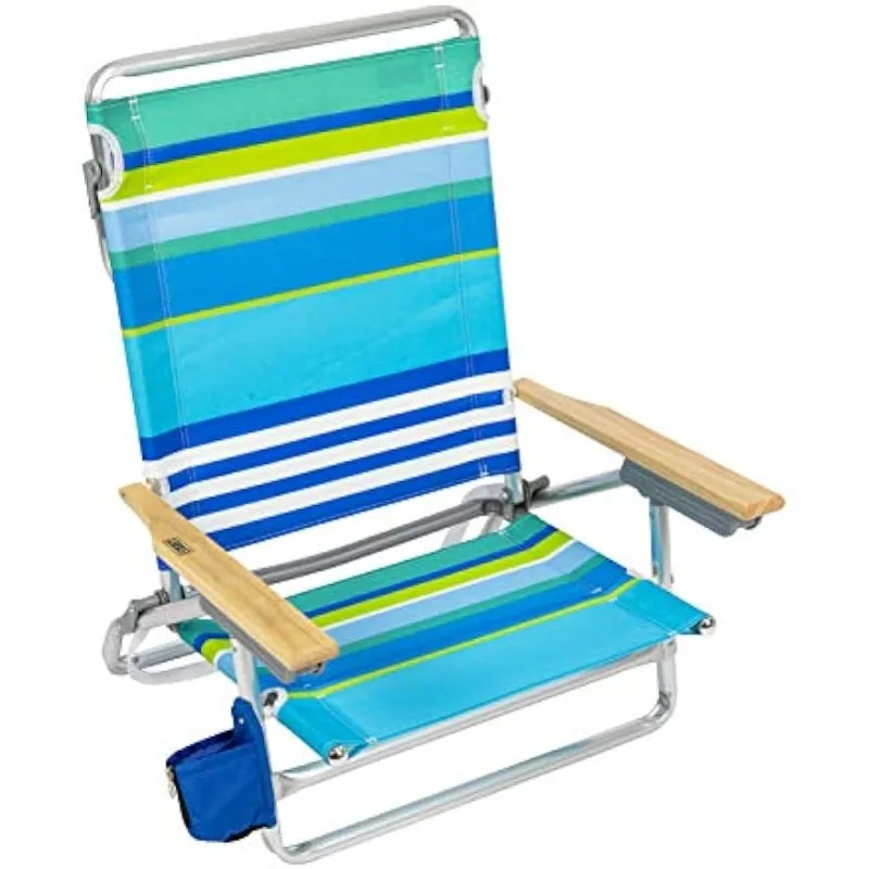 

RIO beach Classic 5-Position Lay-Flat Folding Beach Chair, 30.8" x 24.75" x 29.5", Cool Blue Stripes, Pink/White/Beige/Black