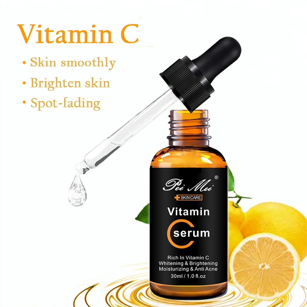 

30ml Vitamin C Face Serum Brightening Skin Tone Hyaluronic Acid Moisturizing Essence Anti Wrinkle Whitening Skin Care PM6874