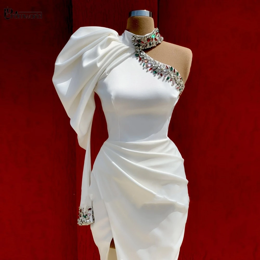 2023 New White Evening Prom Dresses Mermaid Long Vestidos De Fiesta Sexy Slit One Shoulder Crystal Dubai Arabic Formal Dress
2023 New White Evening Prom Dresses Mermaid Long Vestidos De Fiesta Sexy Slit One Shoulder Crystal Dubai Arabic Formal Dress