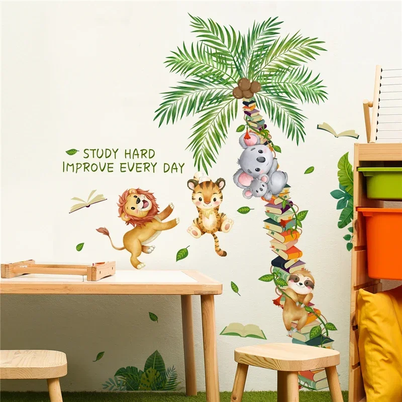Jungle Animal with Book Trees Wall Stickers Nursery Decor Kids Reading Room Decoration Study Library Decal Classroom Art Posters
Jungle Animal with Book Trees Wall Stickers Nursery Decor Kids Reading Room Decoration Study Library Decal Classroom Art Posters