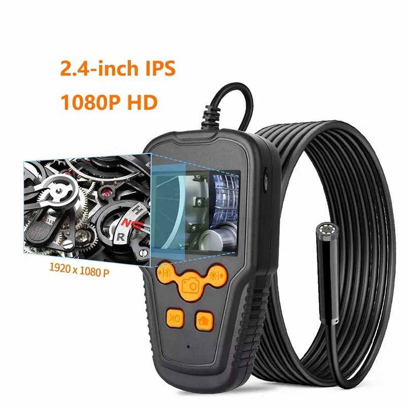 

HD 1080P Endoscope Camera 2.4 Inch IPS Screen 5.5mm Len 10M Hard Wire 8 LED IP68 Waterproof Snake Pipeline Inspection Borescope