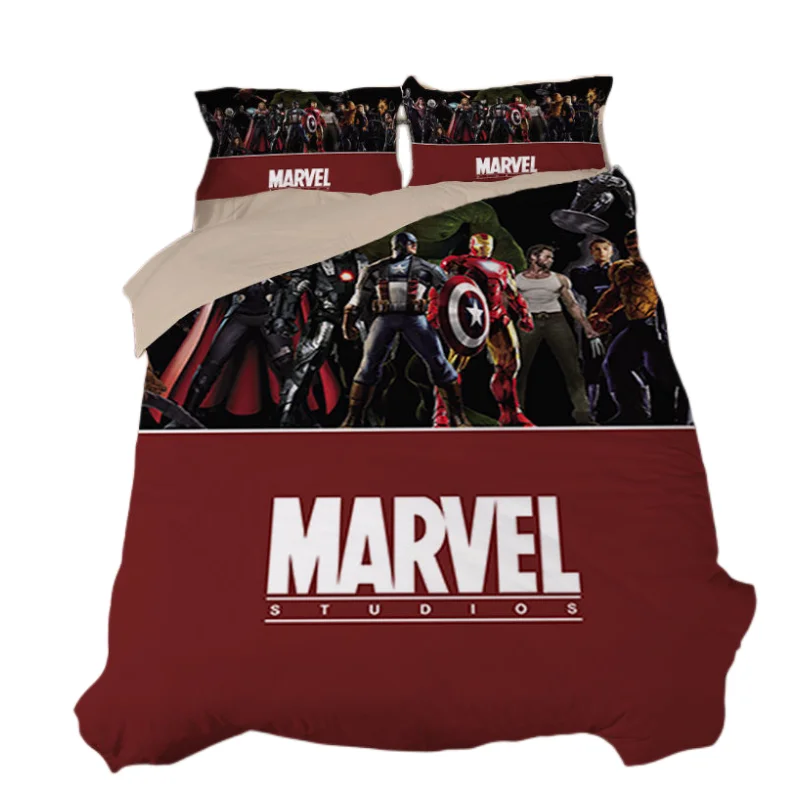 

Marvel Avengers Alliance Anime Iron Man Bed Four-piece Bed Sheet Quilt Cover Student Dormitory Single Bed Home Textiles Gifts