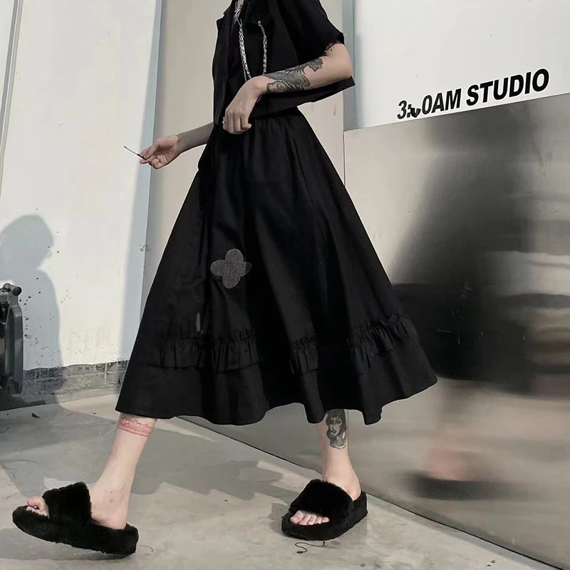 Y2k Girl Floral Ruffles Gothic Calf Length Skirts Harajuku Korean Fashion Clothes Women Solid Black Goth Long Skirt 2023 Summer
Y2k Girl Floral Ruffles Gothic Calf Length Skirts Harajuku Korean Fashion Clothes Women Solid Black Goth Long Skirt 2023 Summer