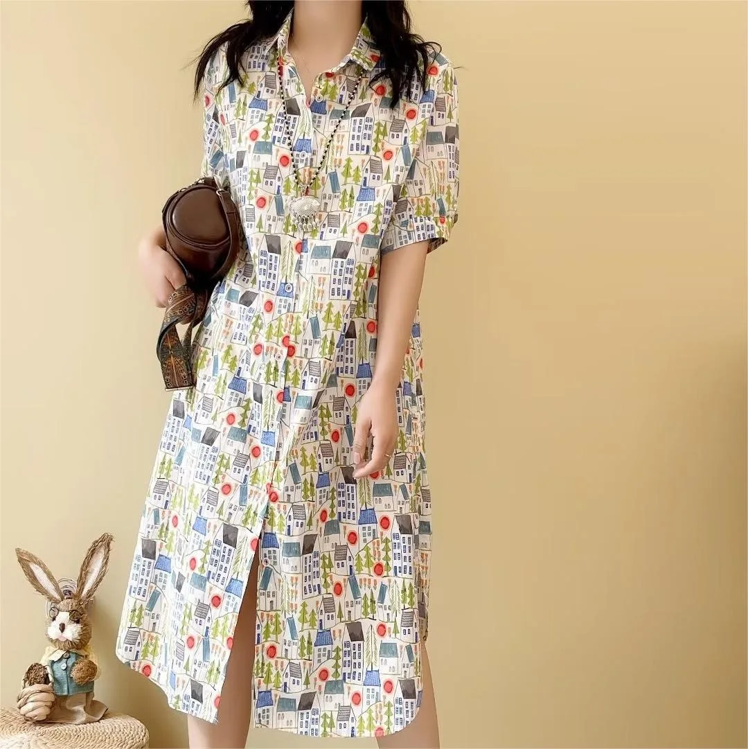 Plus size dresses women summer Japan Harajuku fashion y2k style cartoon houses printed shirtwaist dress button up dress women
Plus size dresses women summer Japan Harajuku fashion y2k style cartoon houses printed shirtwaist dress button up dress women