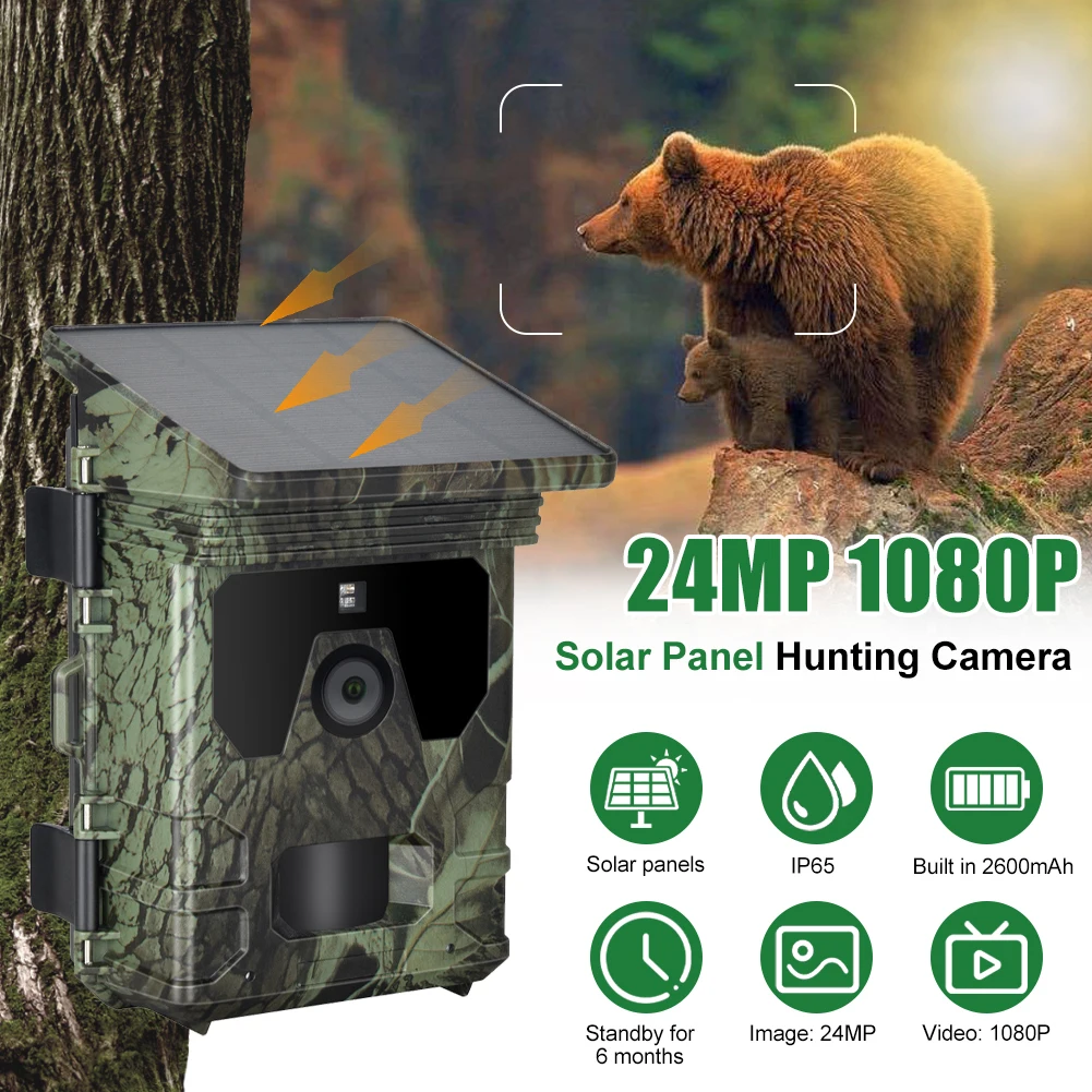 Solar Trail Camera 24MP 1080P Solar Power Hunting Camera Infrared Night Vision Wildlife Observation Camera Video Photo Recorder
Solar Trail Camera 24MP 1080P Solar Power Hunting Camera Infrared Night Vision Wildlife Observation Camera Video Photo Recorder