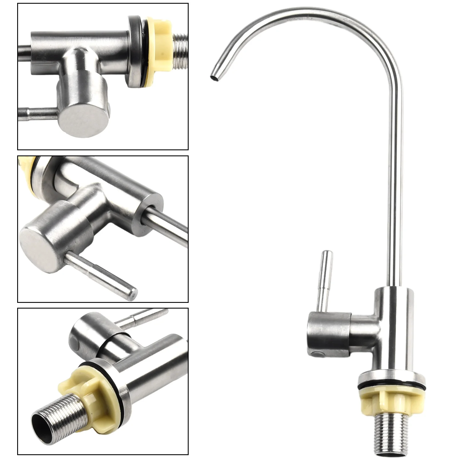 Water Filter Faucet Tap G1/2 Gooseneck Single Handle Stainless Steel 360°rotating Accessories Bathroom Kitchen
Water Filter Faucet Tap G1/2 Gooseneck Single Handle Stainless Steel 360°rotating Accessories Bathroom Kitchen