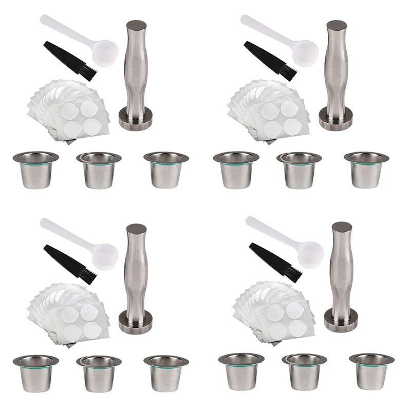 4X Stainless Steel Metal Reusable For Nespresso Capsule With Press Coffee Grinds Stainless Tamper Coffee Pod
4X Stainless Steel Metal Reusable For Nespresso Capsule With Press Coffee Grinds Stainless Tamper Coffee Pod