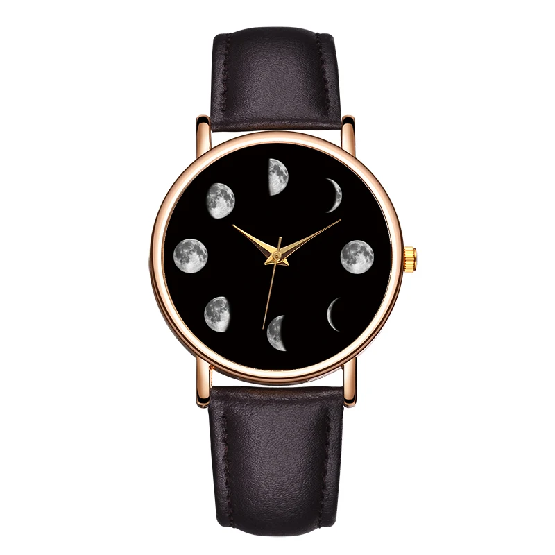 Fashion Women's Quartz Watch Phase Of The Moon Watch Minority Personality Wristwatch Moda Clock Reloj Hombre Fashion Women's Quartz Watch Phase Of The Moon Watch Minority Personality Wristwatch Moda Clock Reloj Hombre