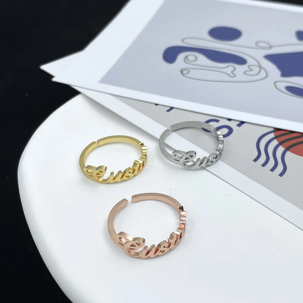 Personalized Name Fashion Engagement Ring Women Stainless Steel Jewelry Customized Nameplate Finger Adjustable Ring Wedding Gift
Personalized Name Fashion Engagement Ring Women Stainless Steel Jewelry Customized Nameplate Finger Adjustable Ring Wedding Gift