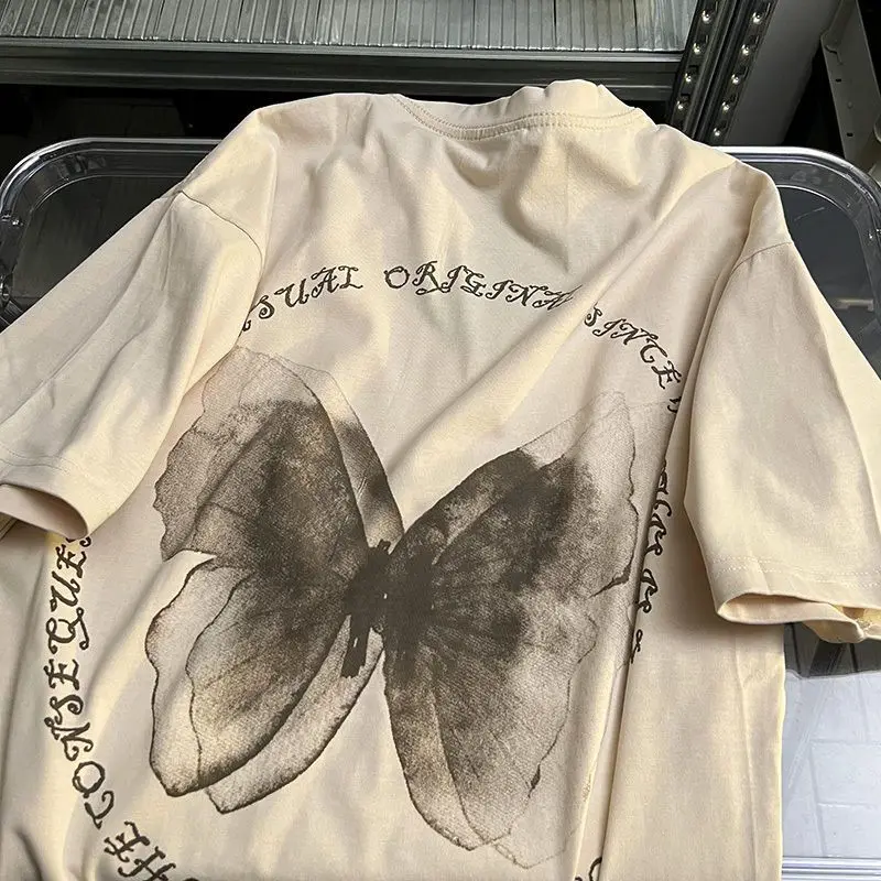 American Retro Pure Cotton Butterfly Short Sleeved T-shirt for Men and Women Loose and Versatile Couple Top Large Half Sleeve
American Retro Pure Cotton Butterfly Short Sleeved T-shirt for Men and Women Loose and Versatile Couple Top Large Half Sleeve
