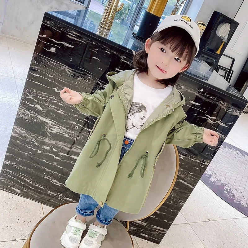 Spring Autumn Korean Style Baby Toddler Girls Trench Coats 2-8 Years Infant Long Sleeve Hooded Casual Lashing Children Jackets
Spring Autumn Korean Style Baby Toddler Girls Trench Coats 2-8 Years Infant Long Sleeve Hooded Casual Lashing Children Jackets