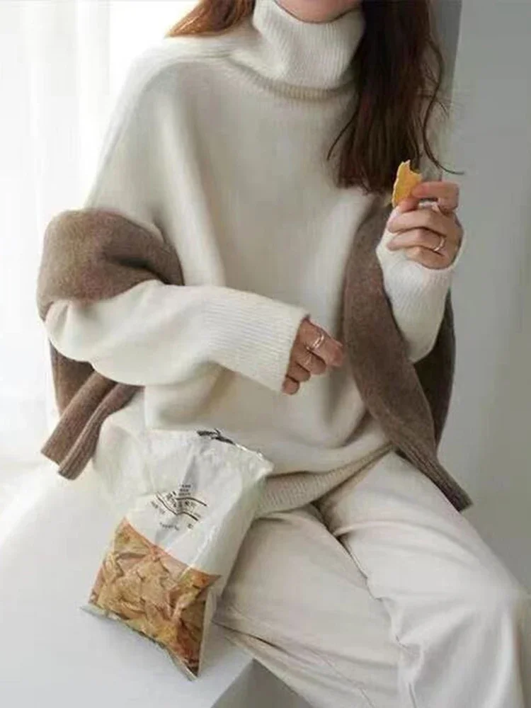 Sweater Women Long Sleeve Turtleneck Knitted Loose Solid Autumn Winter Pullover 2023 Fashion Casual Korean Fashion Y2K Tops
Sweater Women Long Sleeve Turtleneck Knitted Loose Solid Autumn Winter Pullover 2023 Fashion Casual Korean Fashion Y2K Tops