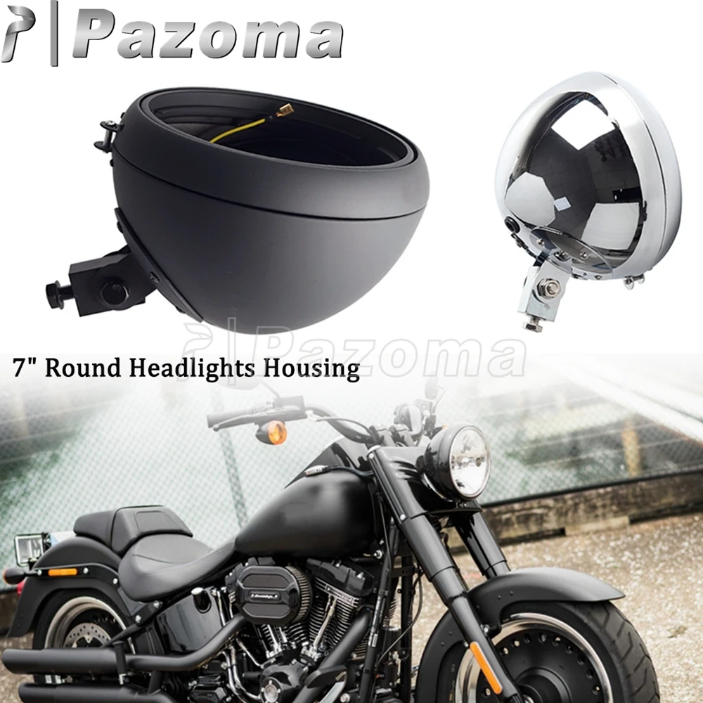 

Steel Round Headlamp Shell 7 inch 7" Headlight Bracket Housing Head Lights Cover For Harley Heritage Fat Boy Softail 1986-2014