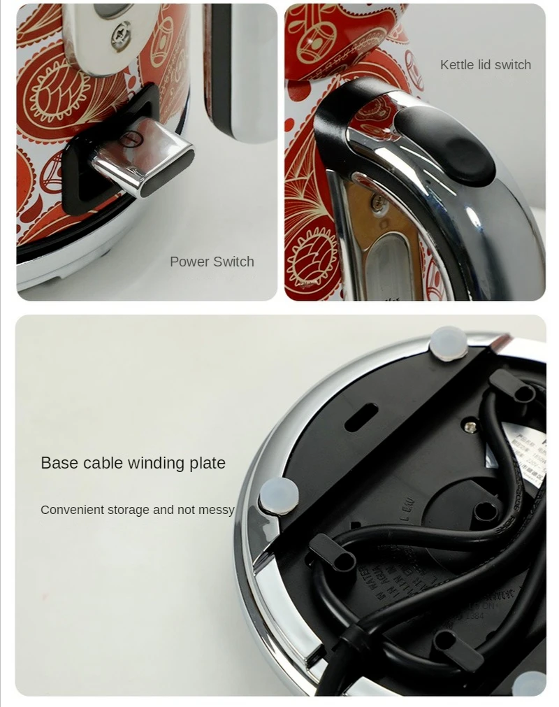 Kangya-Bouilloire électrique en acier inoxydable 304, bouilloire domestique, mise hors tension automatique, théière de brassage d'art spécial rétro 6