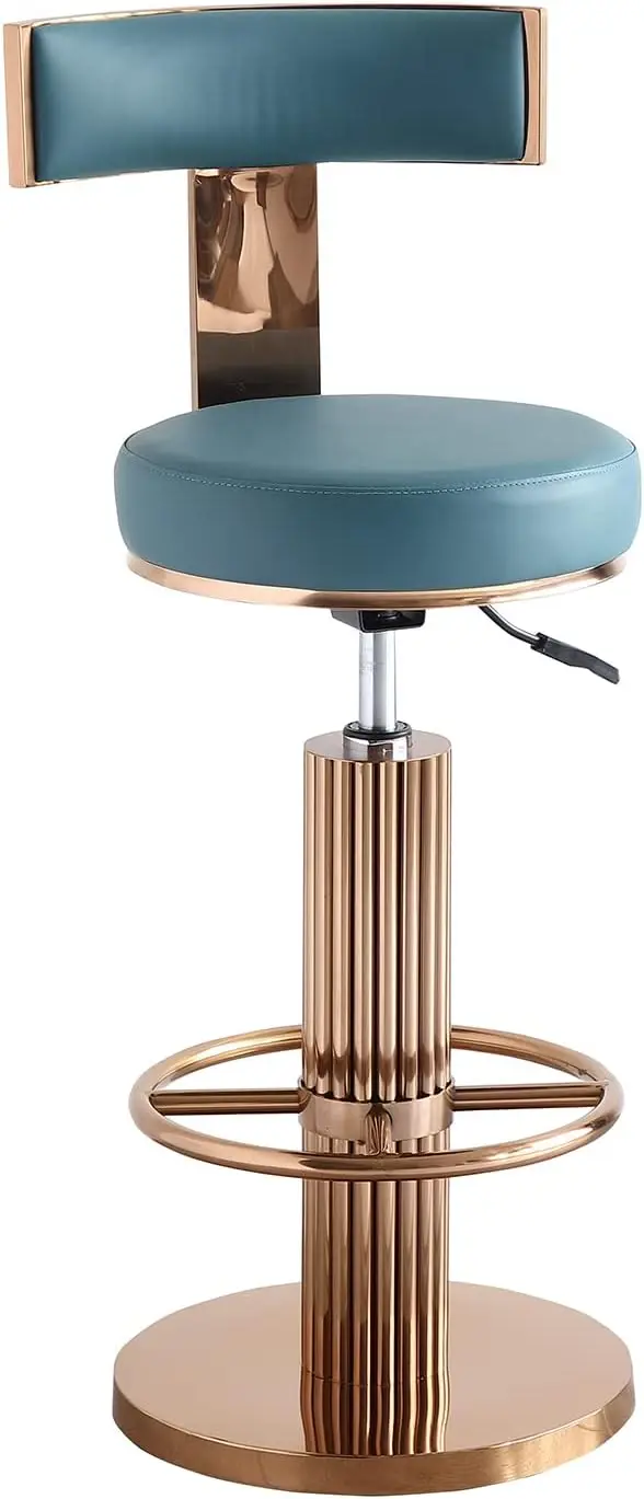 

Swivel Bar Stools with Backrest,Modern Adjustable Height Counter Stool with Stainless Steel Legs and Comfortable Cushion Rose