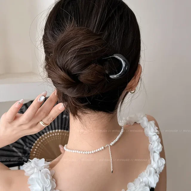 Fourche à cheveux en forme de U pour femmes et filles, épingle à cheveux en acétate de écaille de tortue, conception géométrique, vêtements de sauna, bâtons à cheveux, mode 2
