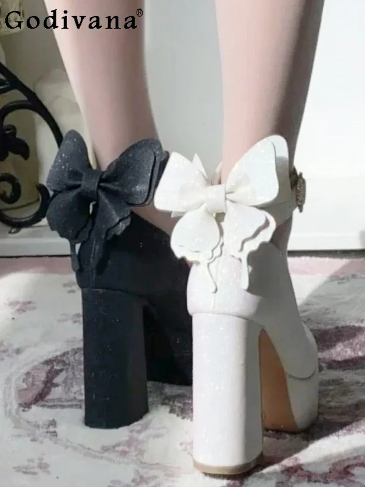 

Милые женские туфли с круглым носком на высоком каблуке весенне-осенние модные туфли во французском стиле Мэри Джейн однотонные элегантные туфли в стиле "Лолита" с бантом