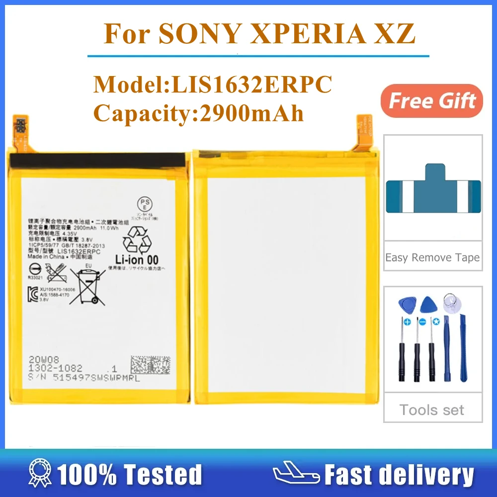 

For SONY Xperia XZ DUAL F8331 F8332 XZs G8232 LIS1632ERPC 2900mAh Battery Rechargeable Accumulator