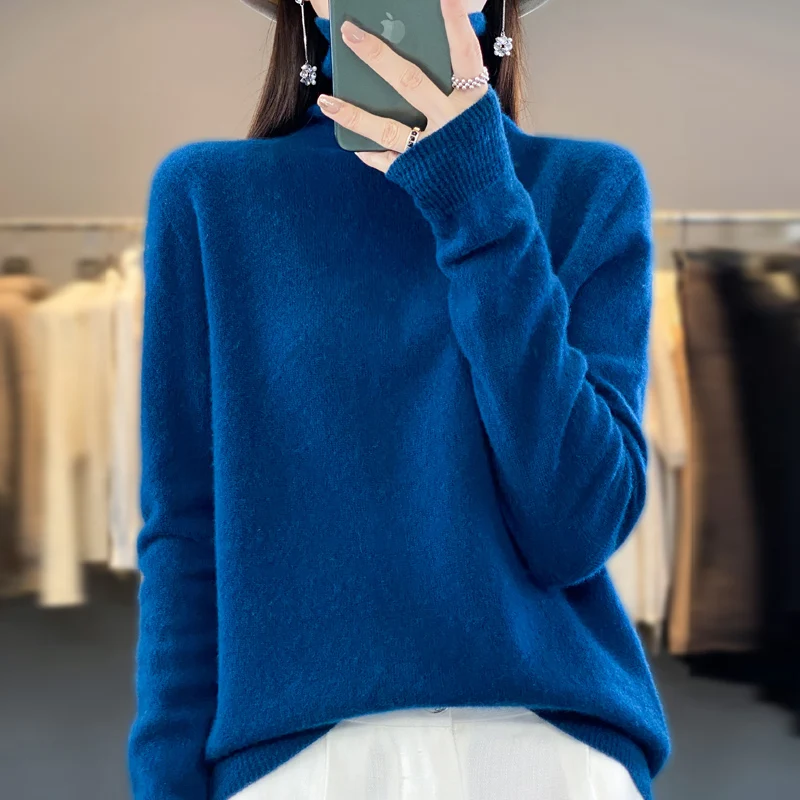 Fall/Winter First-line Clothing 100% Pure Wool Women's High Collar Solid Color Long Sleeve Knitted Sweater
Fall/Winter First-line Clothing 100% Pure Wool Women's High Collar Solid Color Long Sleeve Knitted Sweater